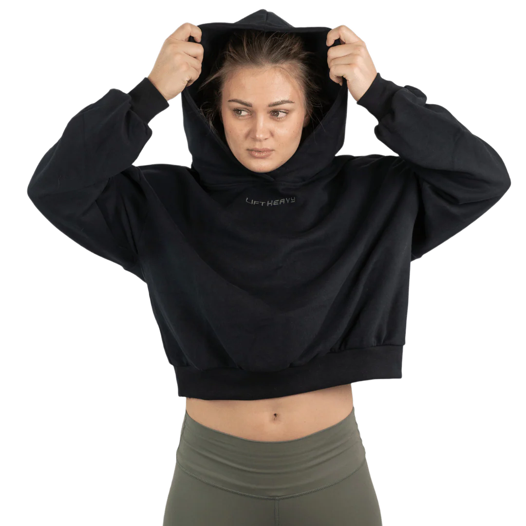 Lift Heavy Carbon Cropped Statement Hoodie - Image 3