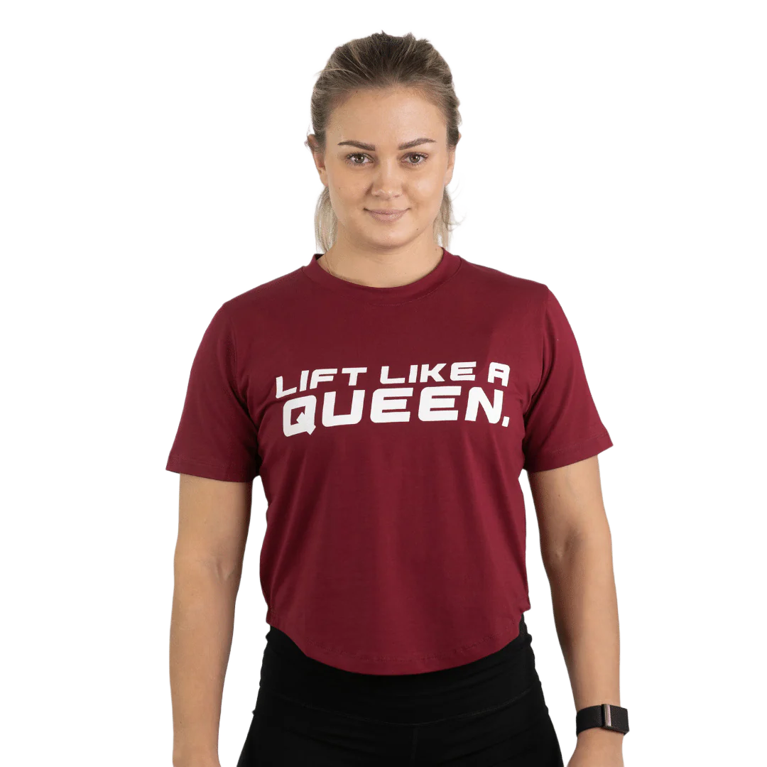 Lift Heavy Lift Like A Queen Rounded Cropped T-Shirt